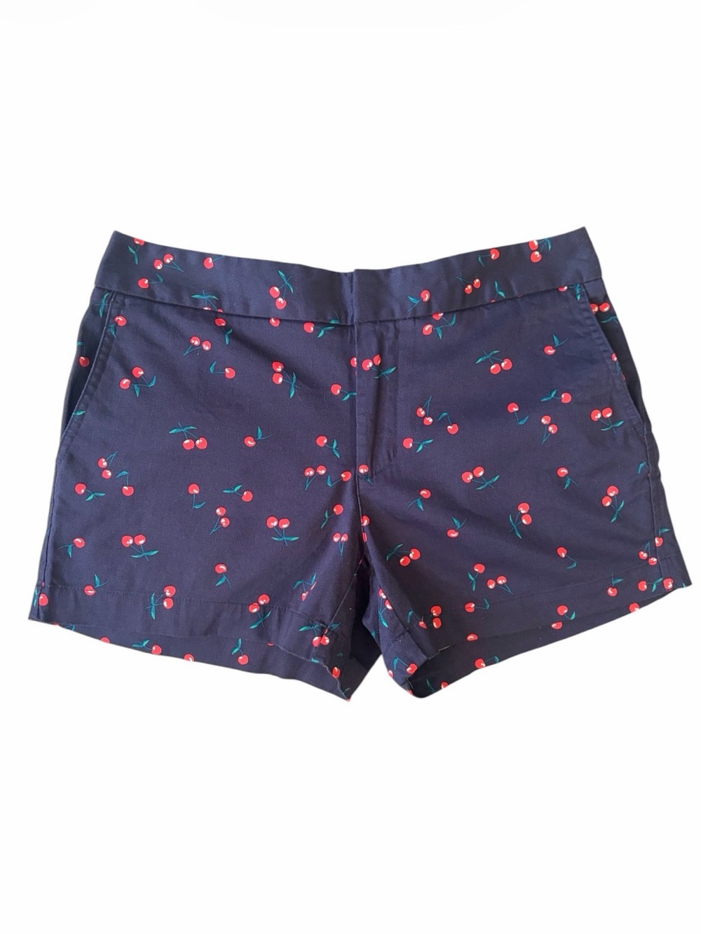 Cynthia Rowley Navy Cherry Print Cotton Shorts (Size 4)